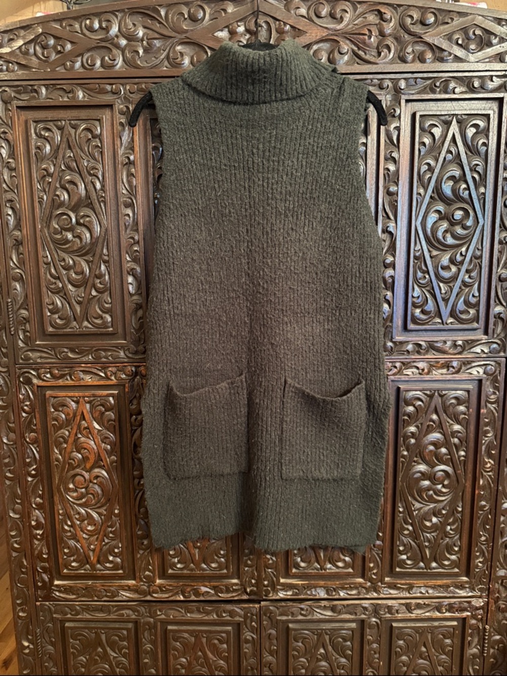 Lush Dark Gray Ribbed Knit Tunic Sweater Small